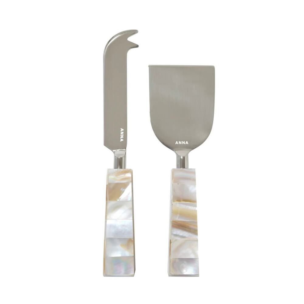 Anna New York Mother of Pearl Cheese Knife Set of 2 Stainless Steel